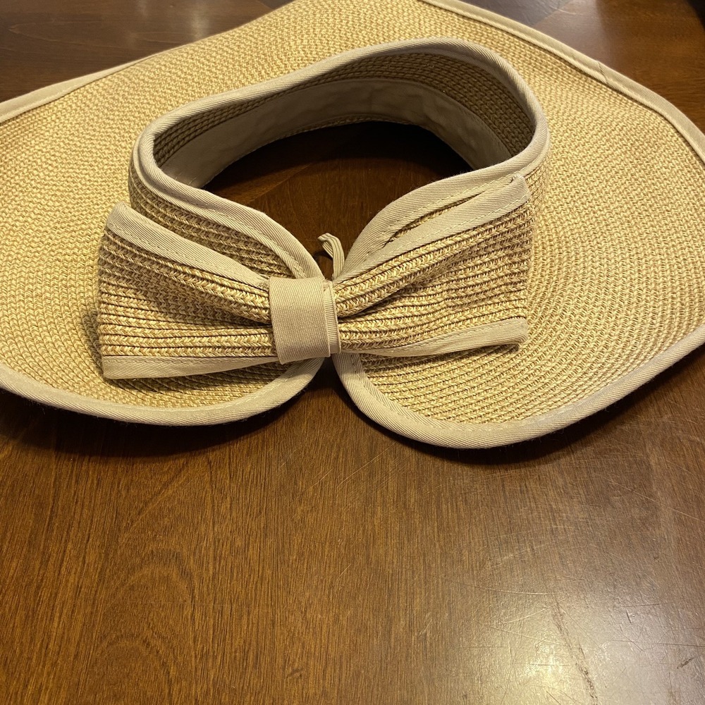 Lady Hagen Womens Wide Brim Floppy Sun Visor Hat Packable Beige Golf Beach Straw